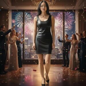 Route Sleek Black Faux Leather Mini Dress Size L